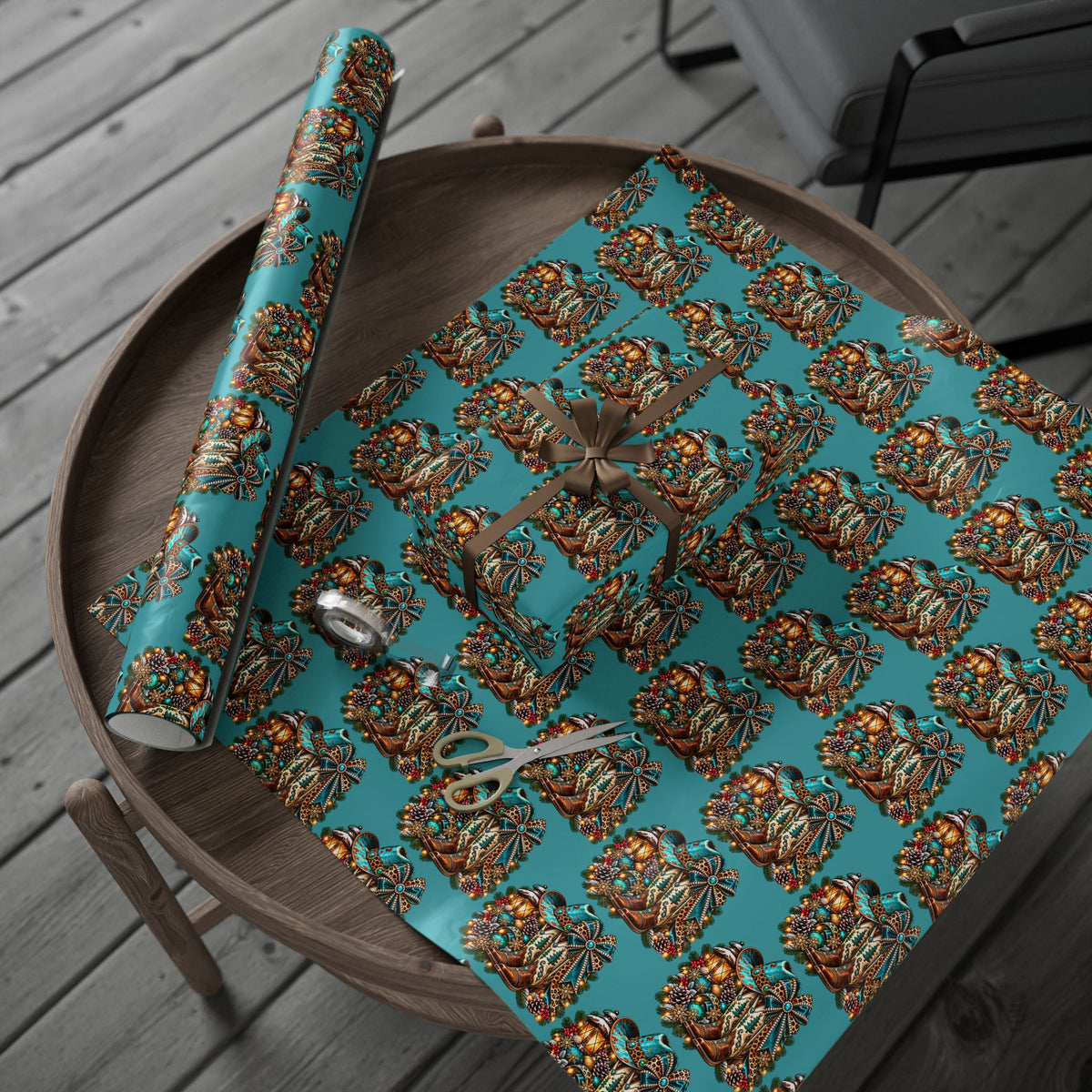 Turquoise Paisley Peacock Wrapping Paper
