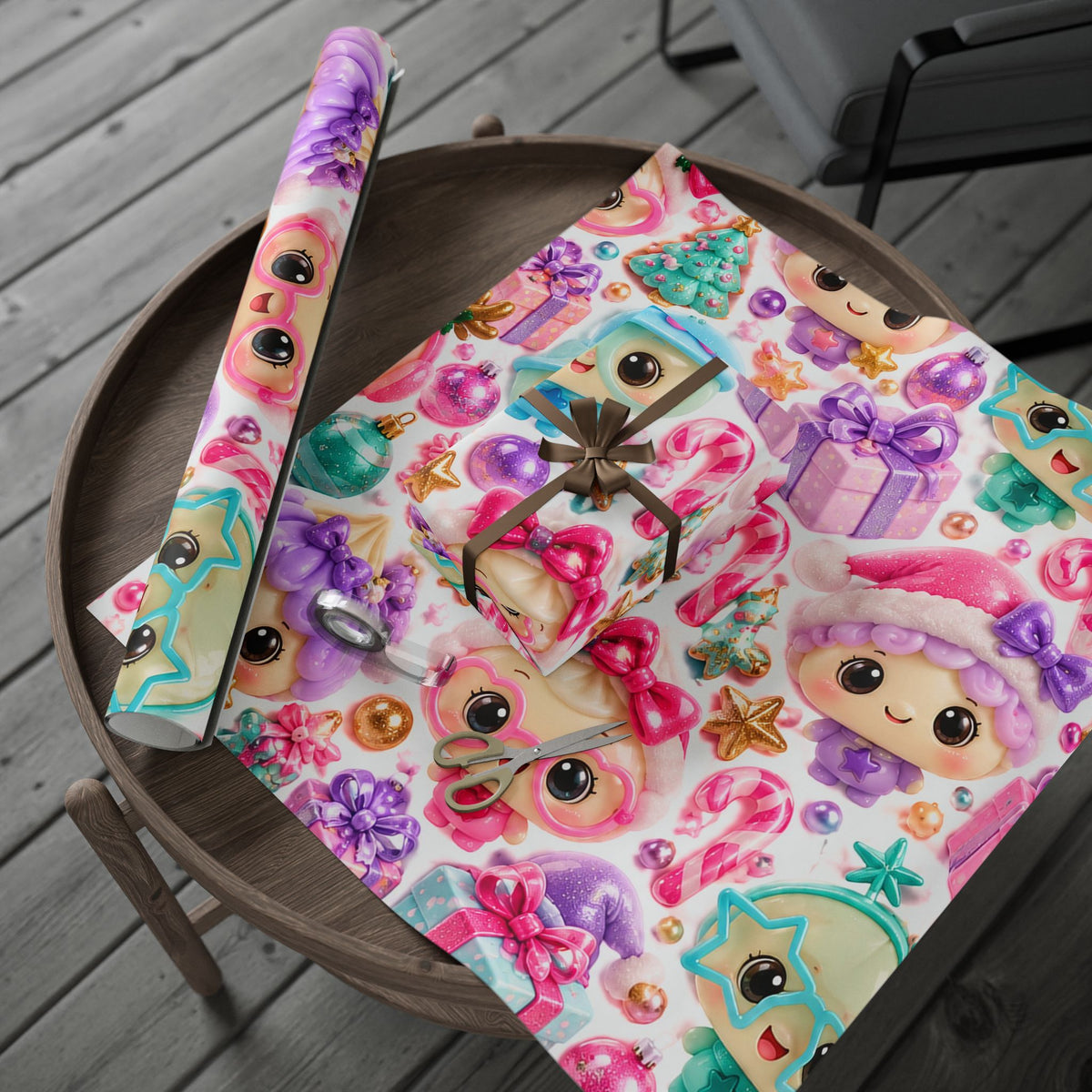 Cute Kawaii Doll Christmas Wrapping Paper