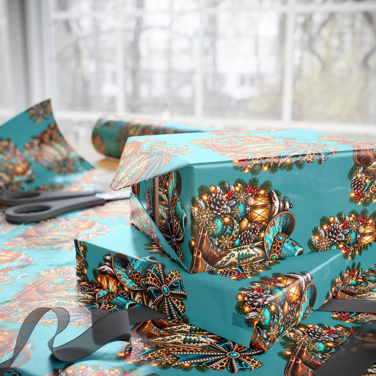 Turquoise Paisley Peacock Wrapping Paper