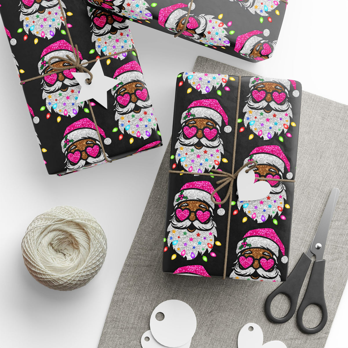 Christmas Gnome Wrapping Paper – Cute Holiday Gift Wrap with Pink Santa Hats