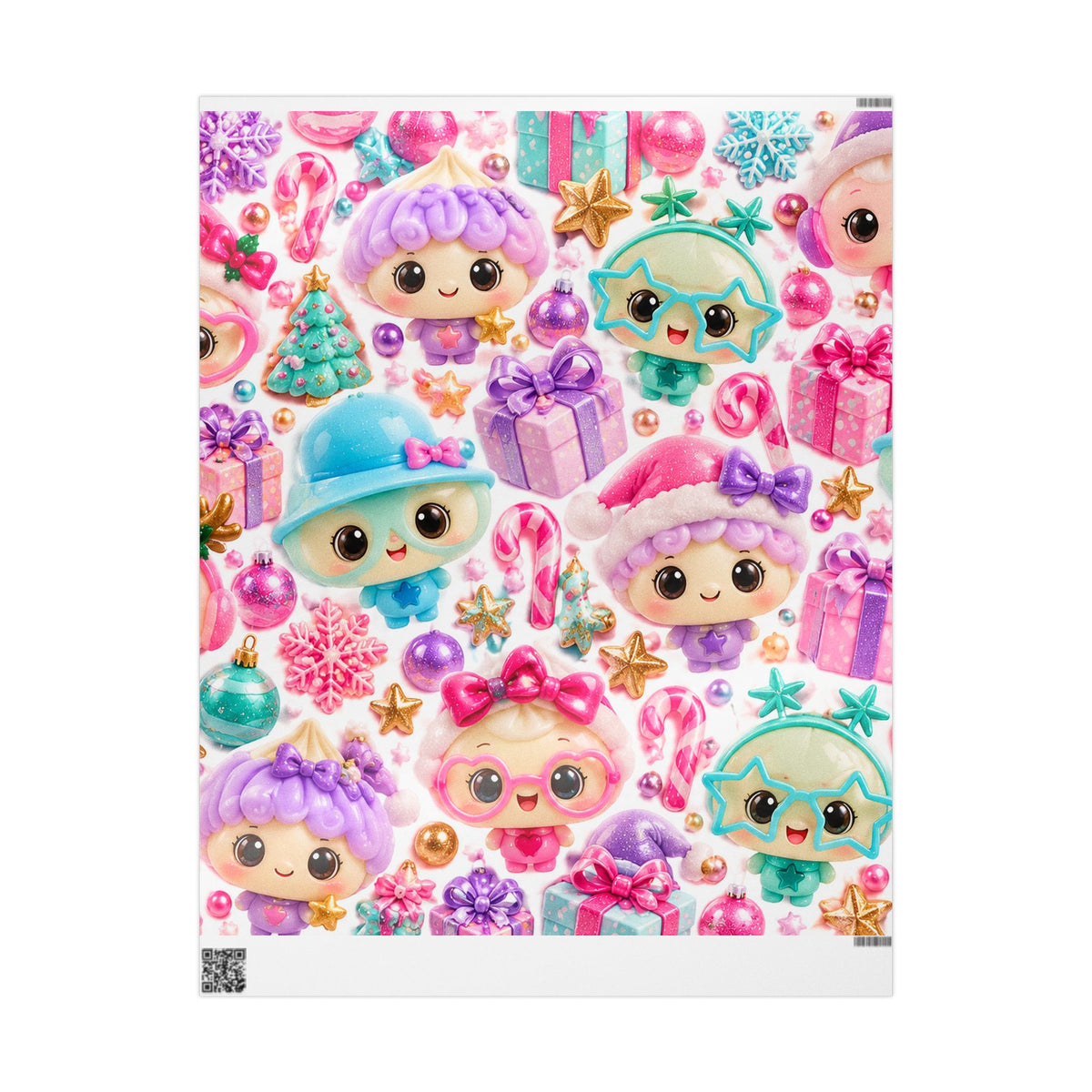Cute Kawaii Doll Christmas Wrapping Paper