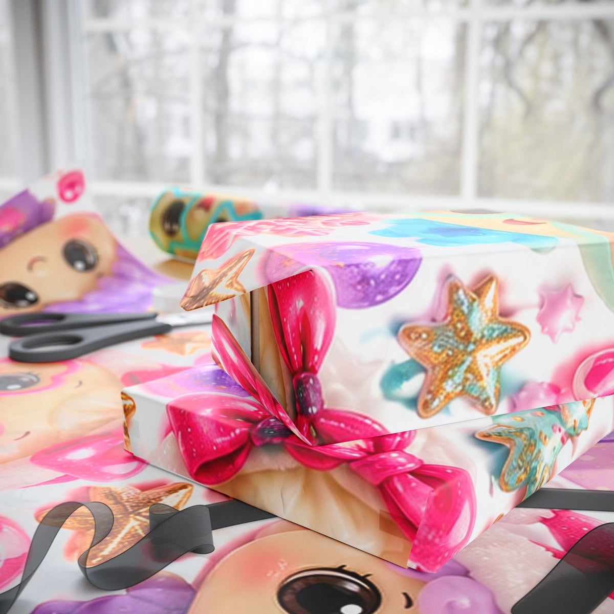 Cute Kawaii Doll Christmas Wrapping Paper