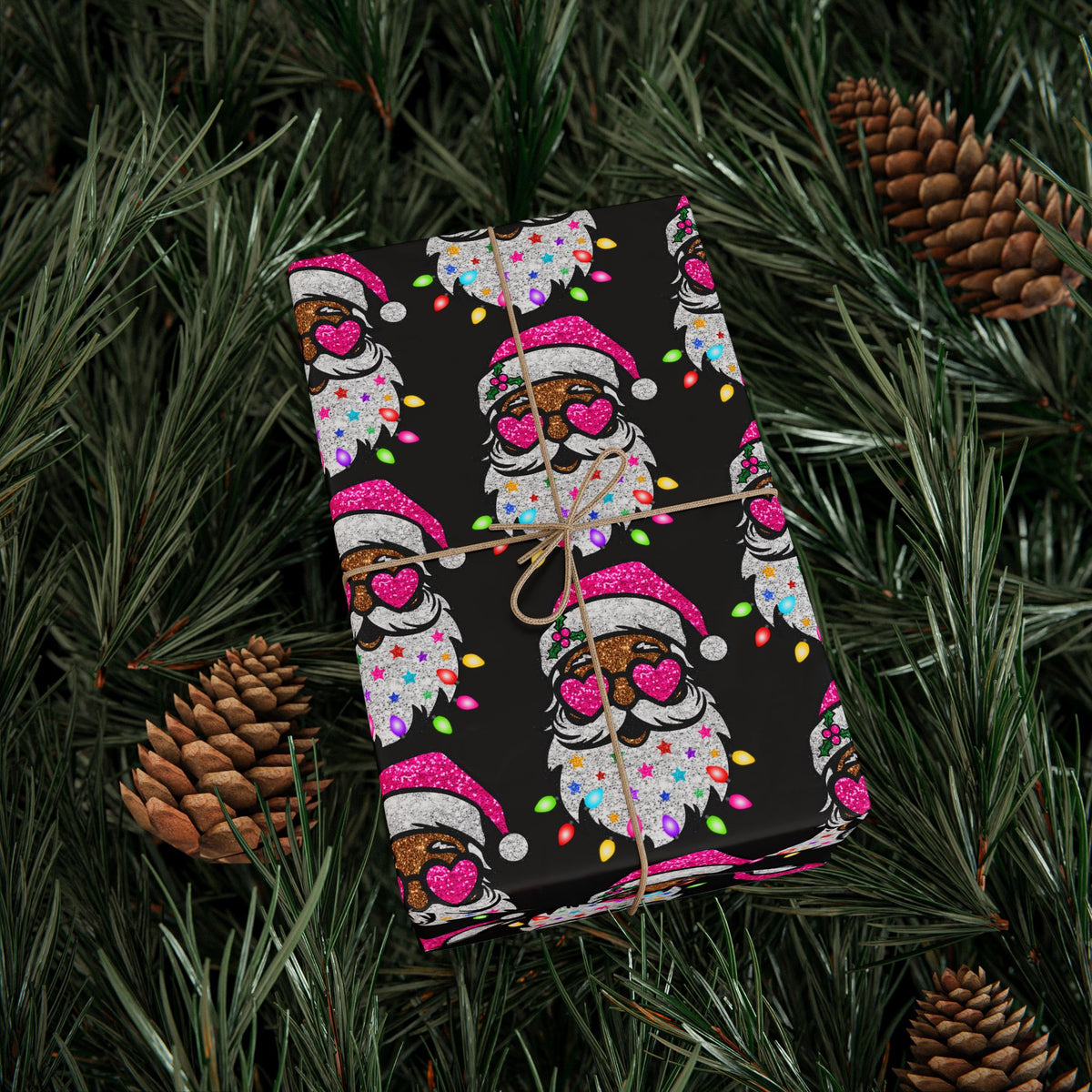 Christmas Gnome Wrapping Paper – Cute Holiday Gift Wrap with Pink Santa Hats