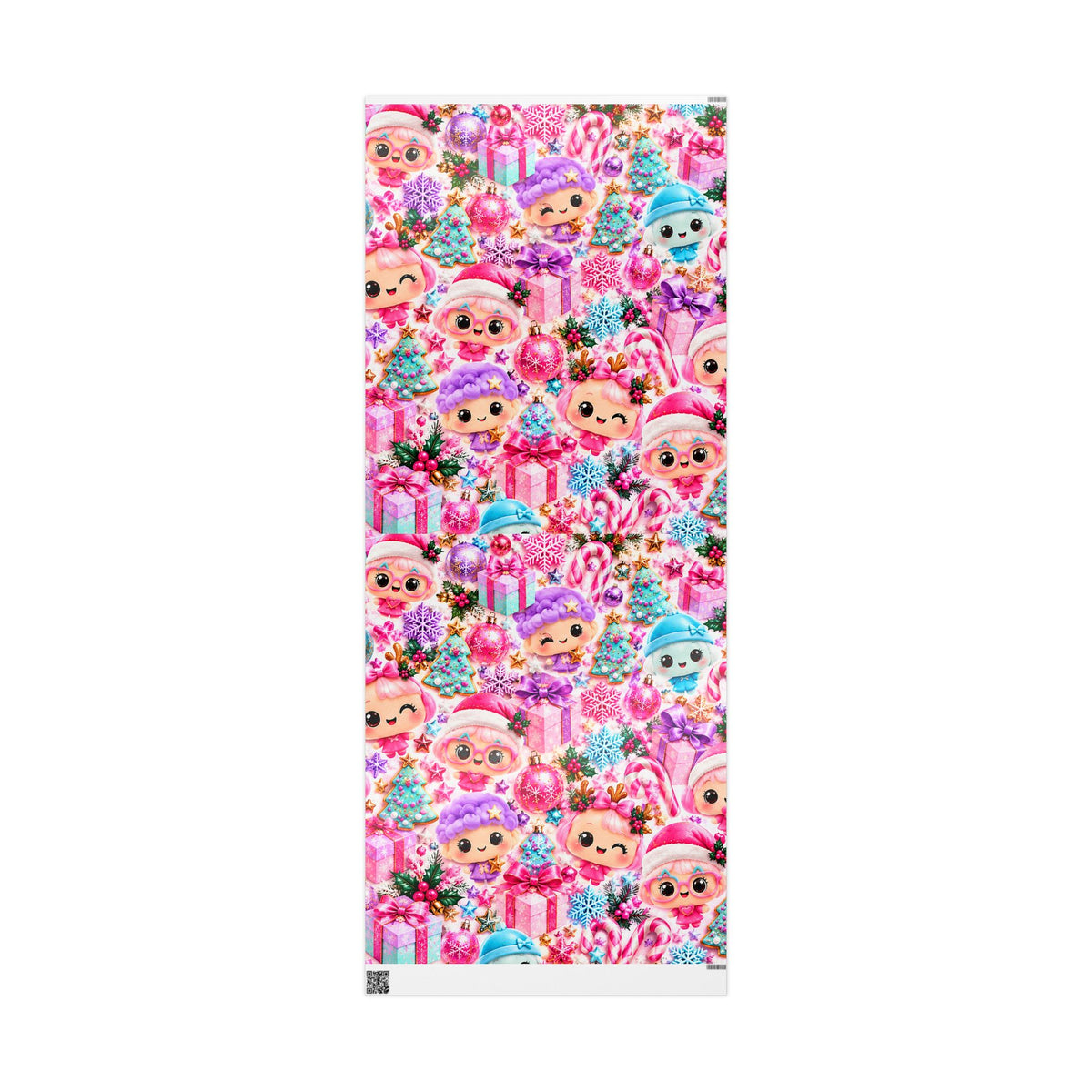 Wrapping Paper - Cute Kawaii Christmas Characters & Gifts Holiday Print