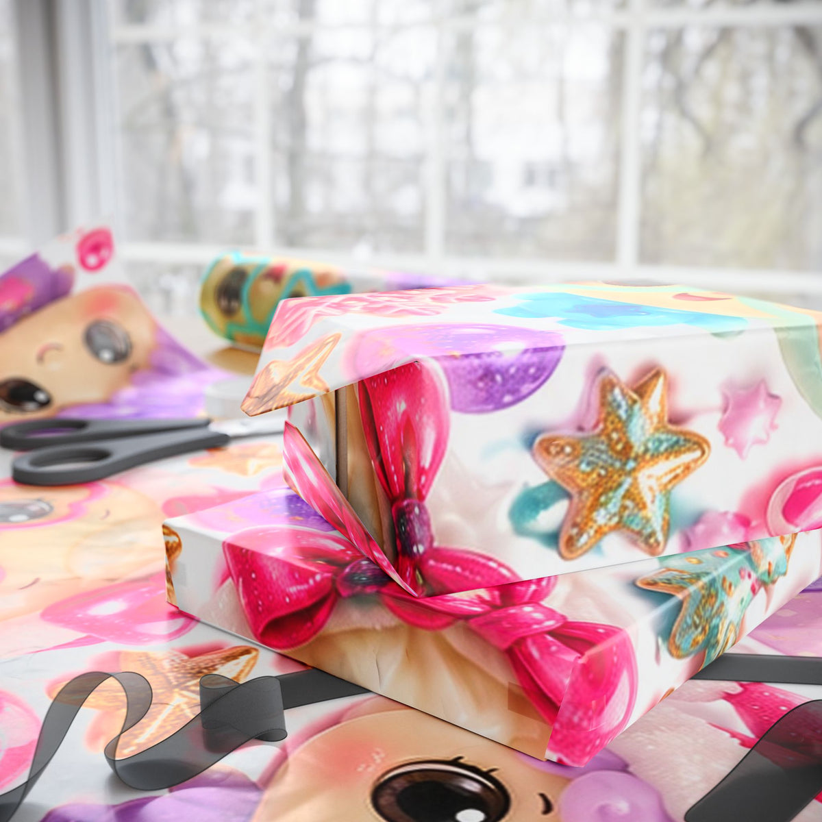 Cute Kawaii Doll Christmas Wrapping Paper