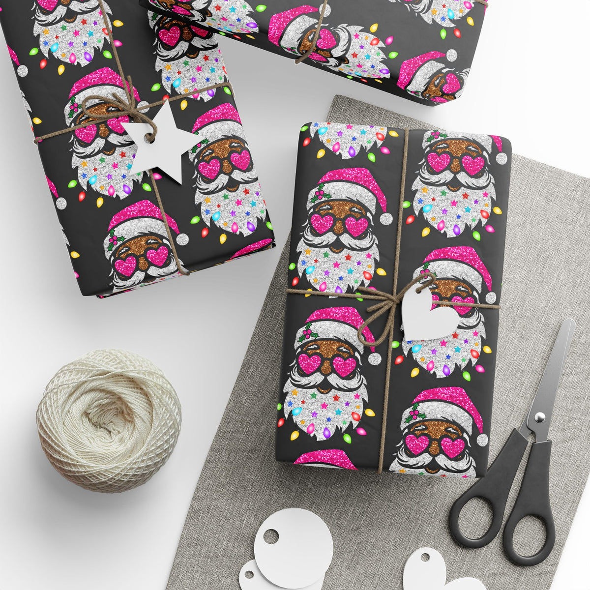 Christmas Gnome Wrapping Paper – Cute Holiday Gift Wrap with Pink Santa Hats