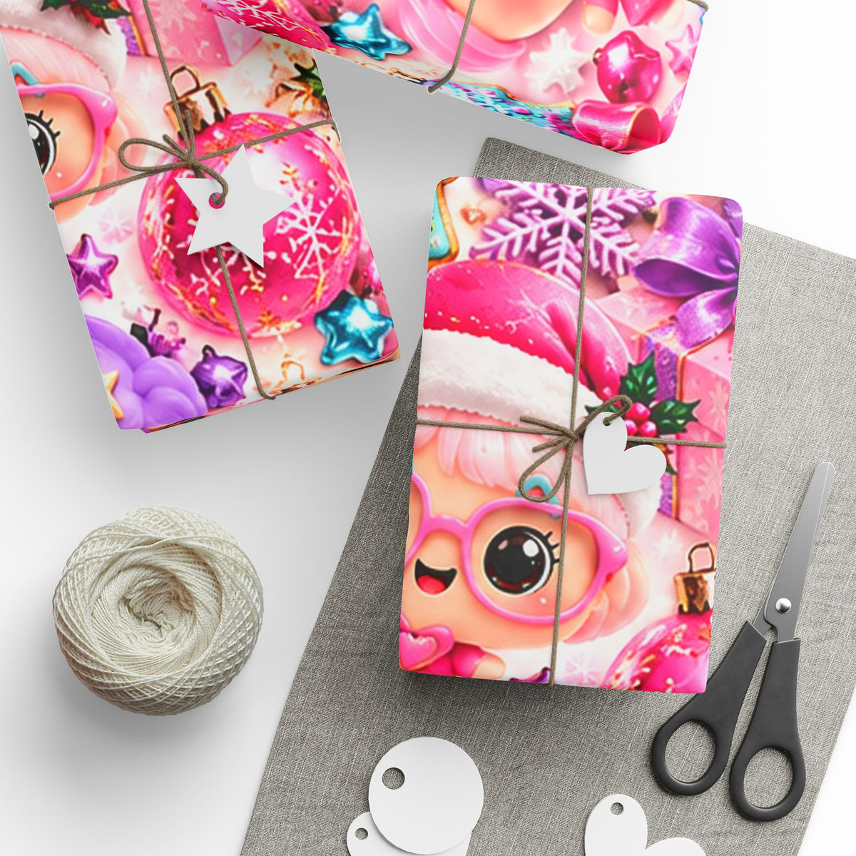 Wrapping Paper - Cute Kawaii Christmas Characters & Gifts Holiday Print