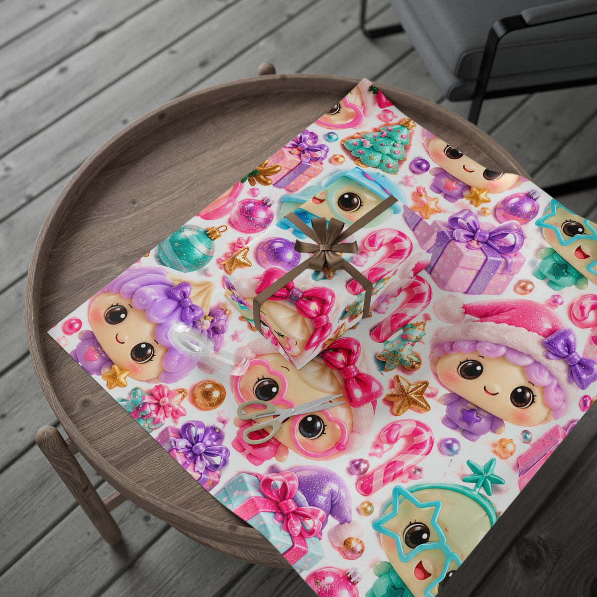 Cute Kawaii Doll Christmas Wrapping Paper