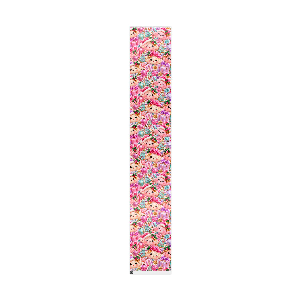 Christmas Elf Wrapping Paper - Cute Pink Holiday Gift Wrap with Ornaments & Cookies
