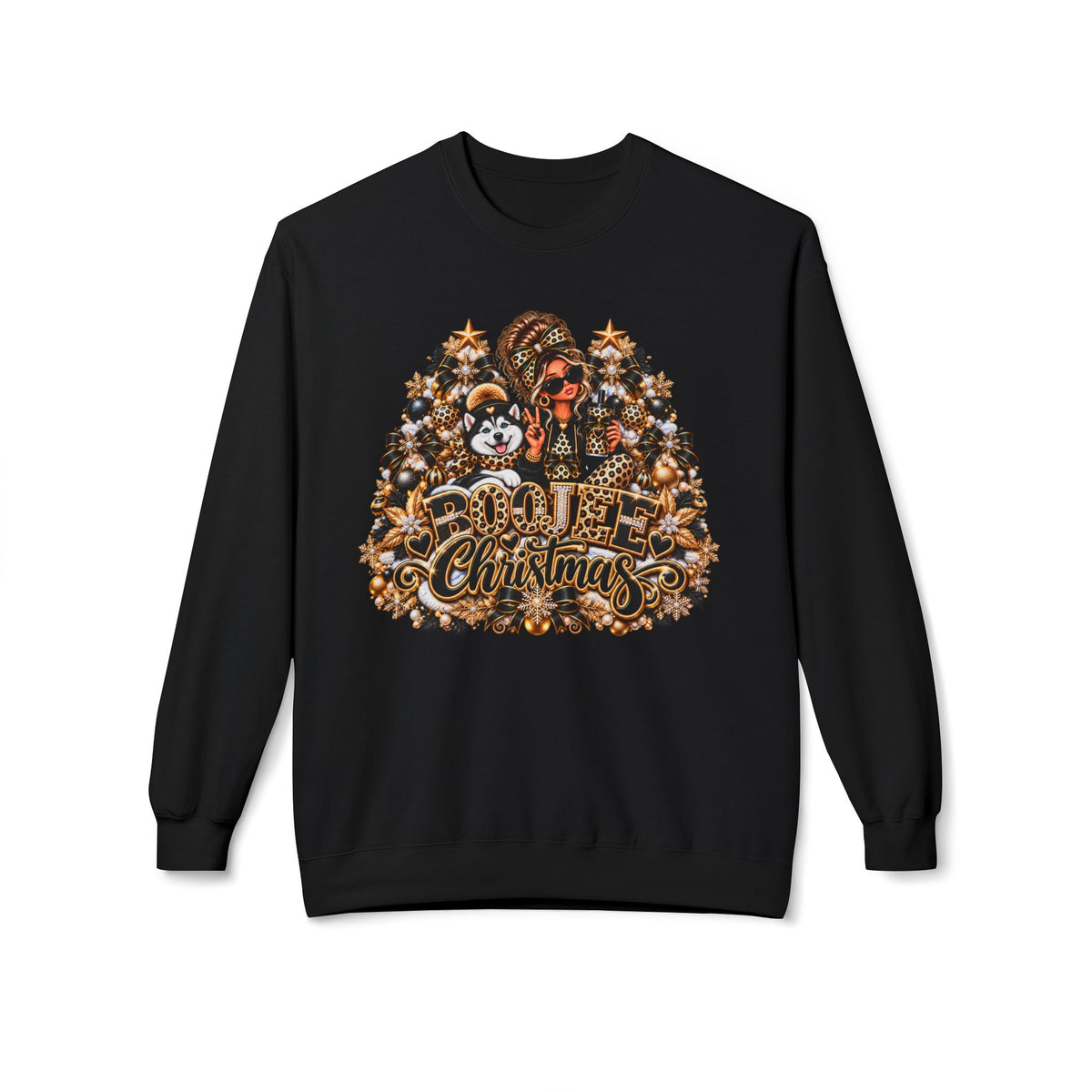 Christmas Crewneck Sweatshirt - Rustic 'Merry Christmas' Holiday Tree Design