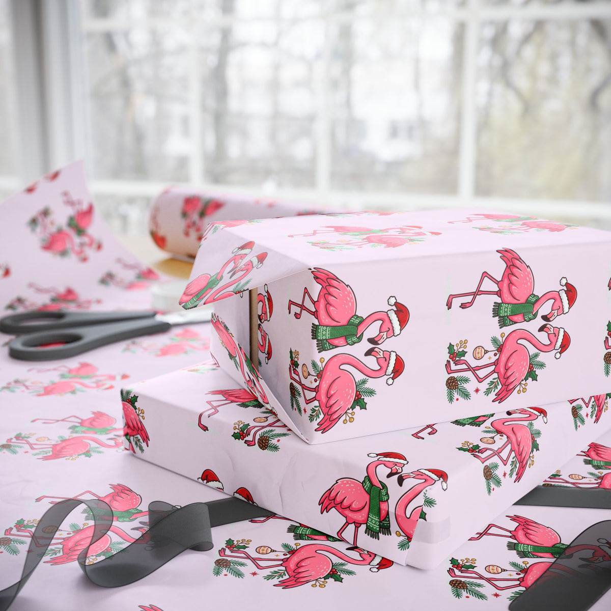 Flamingo Holiday Wrapping Paper — Pink Flamingo Pattern Gift Wrap