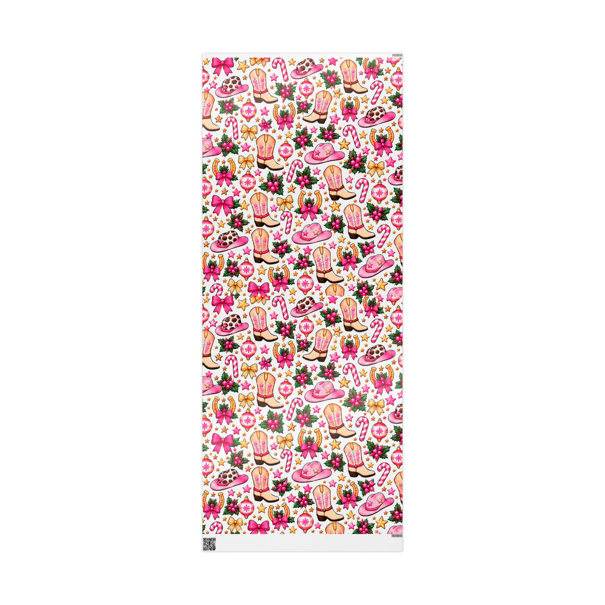 Cowgirl Christmas Wrapping Paper — Pink Cowboy Boots & Hats Holiday Gift Wrap