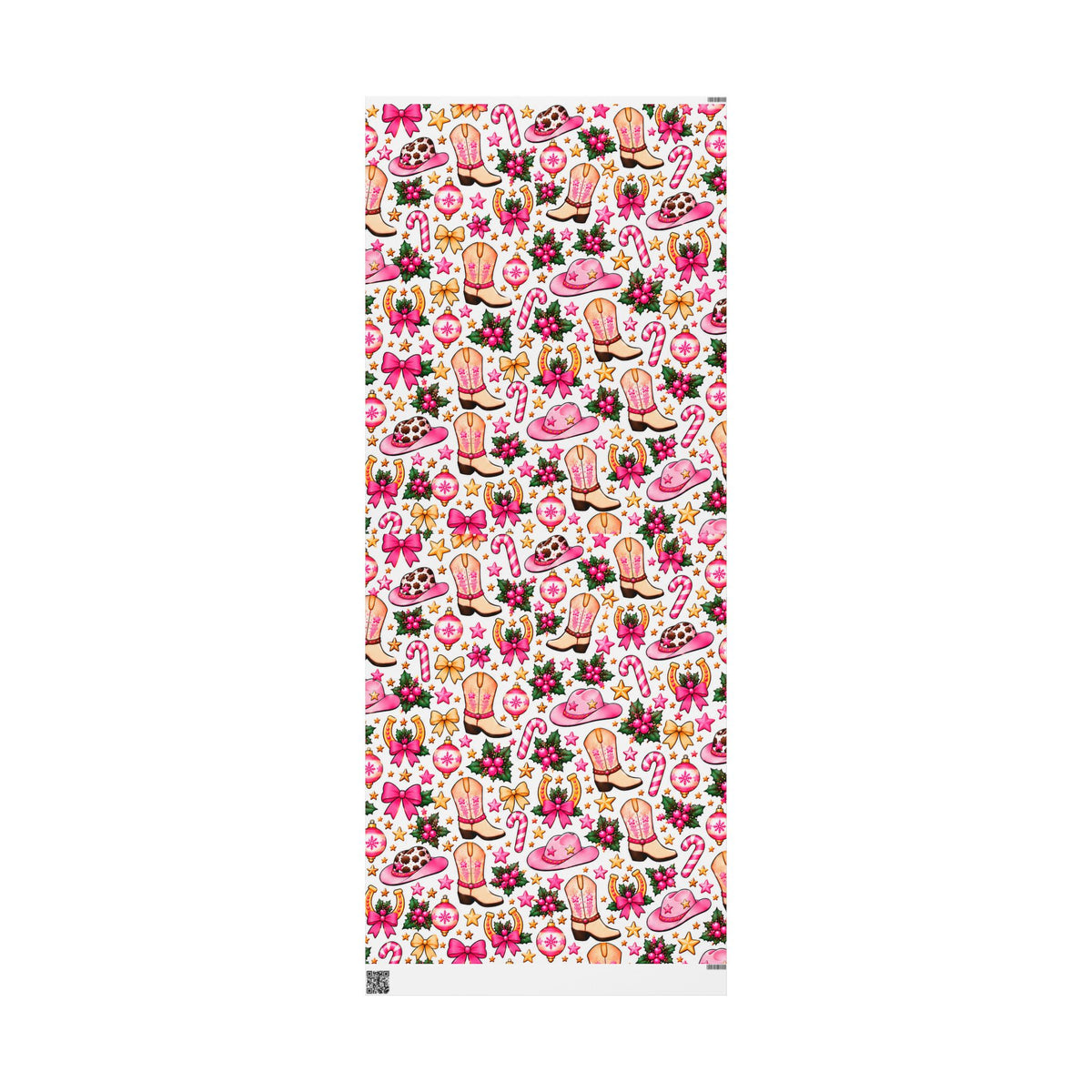 Cowgirl Christmas Wrapping Paper — Pink Cowboy Boots & Hats Holiday Gift Wrap
