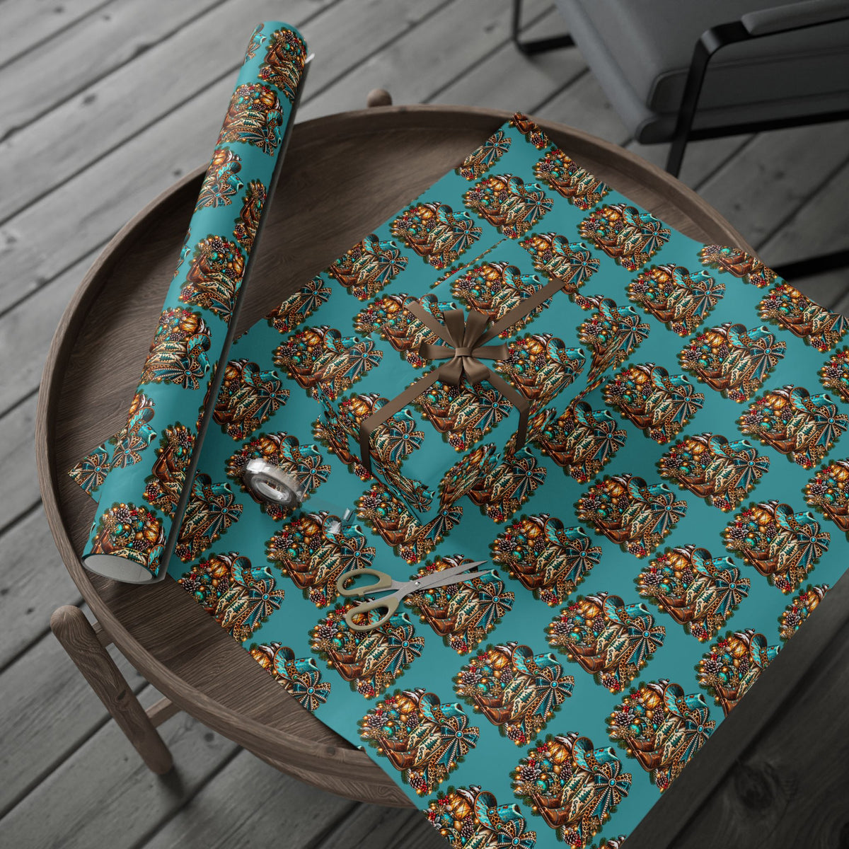 Turquoise Paisley Peacock Wrapping Paper