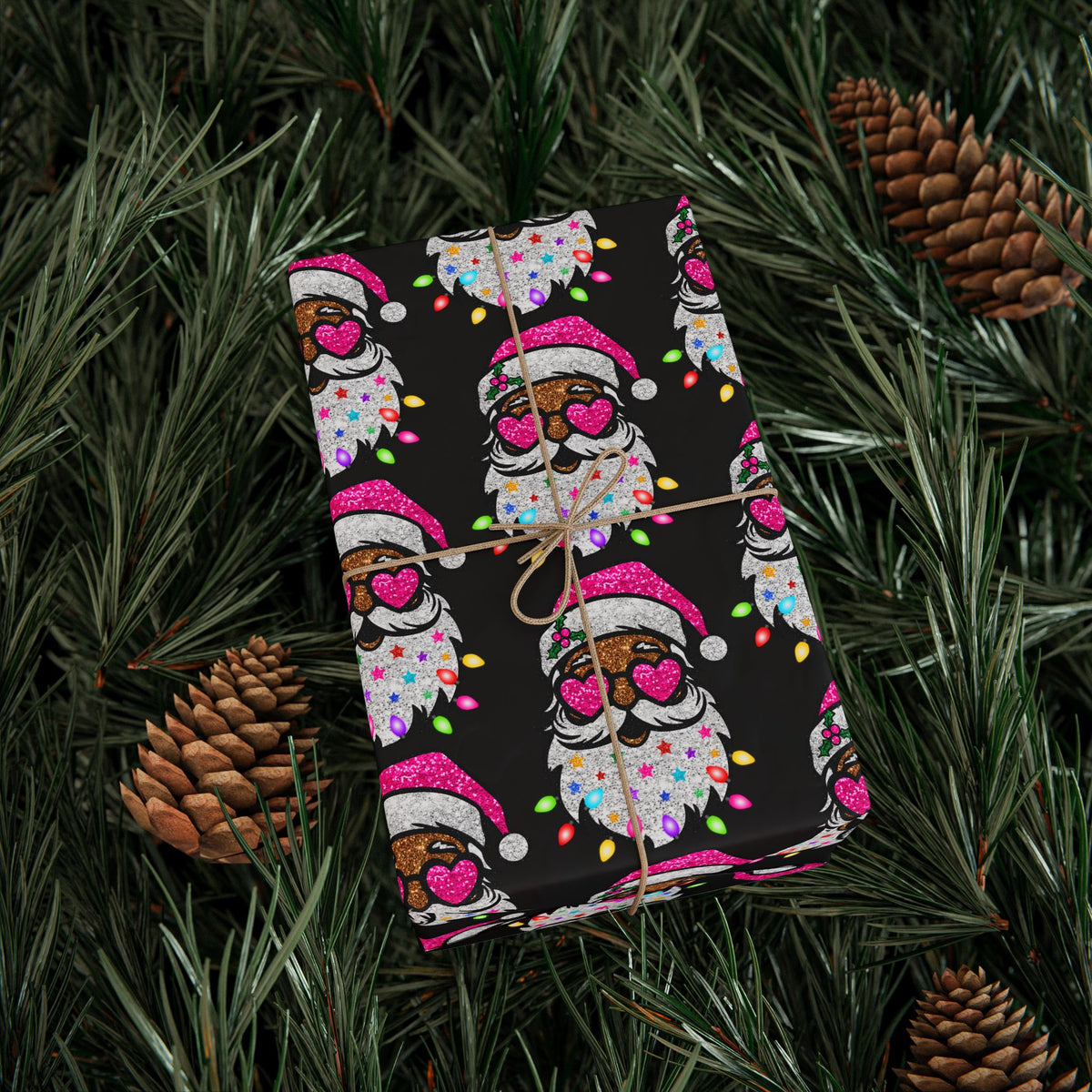 Christmas Gnome Wrapping Paper – Cute Holiday Gift Wrap with Pink Santa Hats