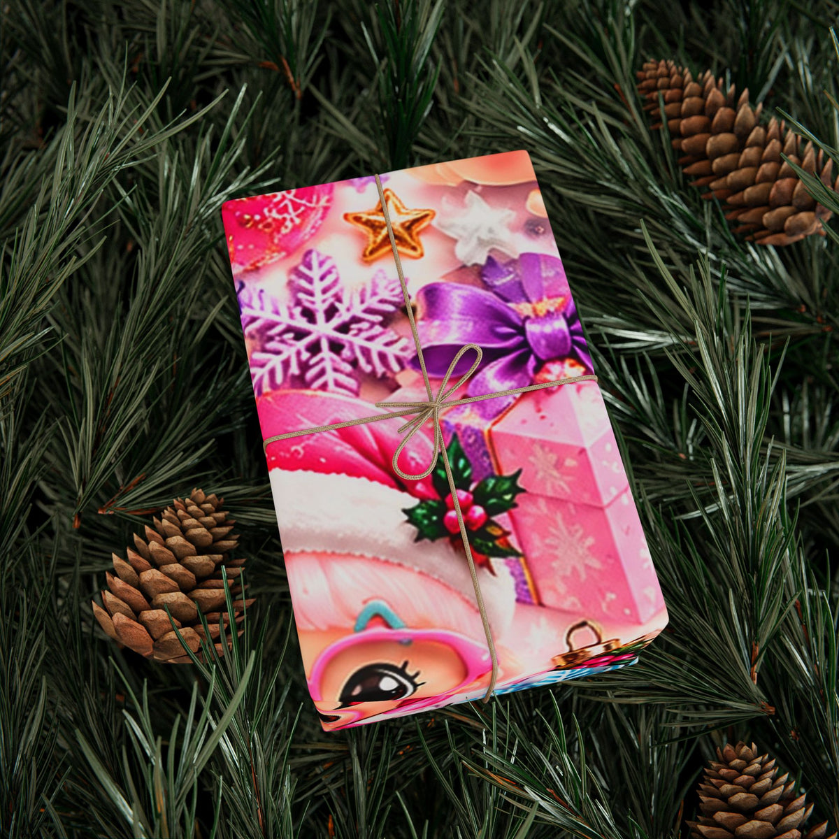 Wrapping Paper - Cute Kawaii Christmas Characters & Gifts Holiday Print