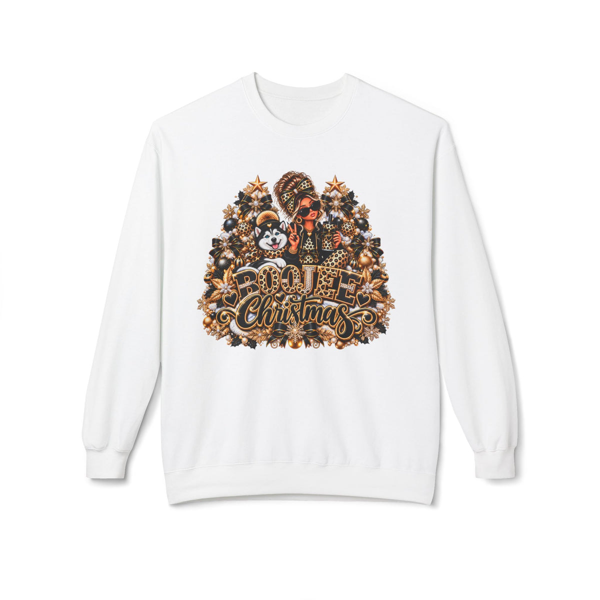 Christmas Crewneck Sweatshirt - Rustic 'Merry Christmas' Holiday Tree Design